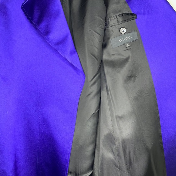 TOM FORD for GUCCI Indigo Blue Satin Trench Coat - Picture 13 of 13